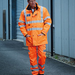 Hi-vis polycotton cargo trousers with knee pad pockets (HV018T/3M)